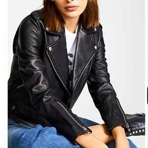 EACH X Other Paris Baya Black leather motorcycle belted jacket